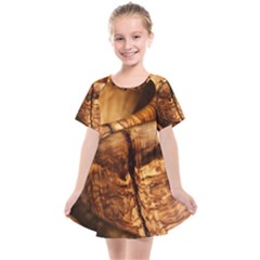 Olive Wood Wood Grain Structure Kids  Smock Dress