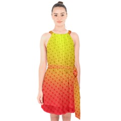 Digital Art Art Artwork Abstract Halter Collar Waist Tie Chiffon Dress