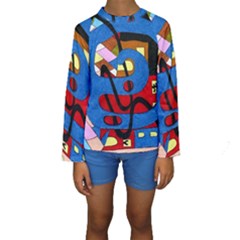 Creativeness Art Illustration Kids  Long Sleeve Swimwear