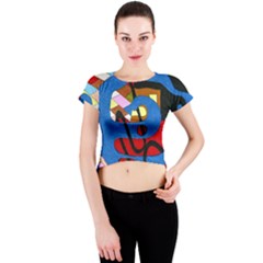 Creativeness Art Illustration Crew Neck Crop Top by Sapixe