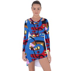 Creativeness Art Illustration Asymmetric Cut-out Shift Dress