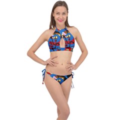 Creativeness Art Illustration Cross Front Halter Bikini Set