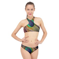 Bird Feather Background Nature High Neck Bikini Set