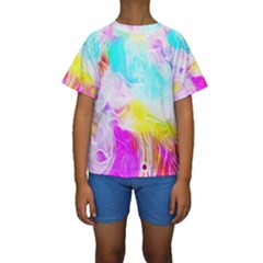Background Drips Fluid Colorful Kids  Short Sleeve Swimwear
