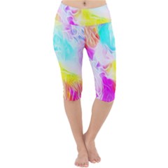 Background Drips Fluid Colorful Lightweight Velour Cropped Yoga Leggings