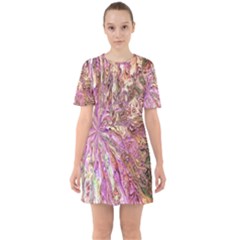 Background Swirl Art Abstract Sixties Short Sleeve Mini Dress