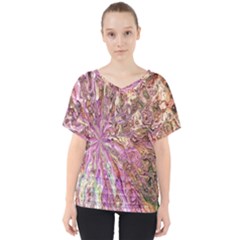 Background Swirl Art Abstract V-neck Dolman Drape Top by Sapixe