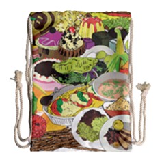 Eat Food Background Art Color Drawstring Bag (large) by Sapixe