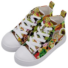 Eat Food Background Art Color Kid s Mid-top Canvas Sneakers