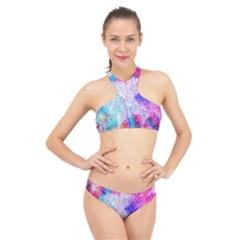 Background Art Abstract Watercolor High Neck Bikini Set