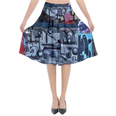 Lost Places Abandoned Train Station Flared Midi Skirt by Sapixe