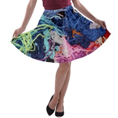 Wool Yarn Colorful Handicraft A-line Skater Skirt by Sapixe