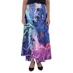 Wool Yarn Colorful Handicraft Flared Maxi Skirt