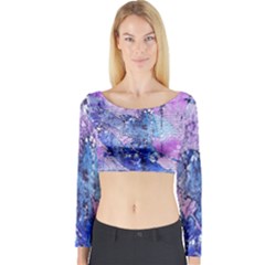 Background Art Abstract Watercolor Long Sleeve Crop Top by Sapixe