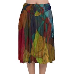 Background Color Template Abstract Velvet Flared Midi Skirt