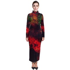 Background Art Abstract Watercolor Turtleneck Maxi Dress