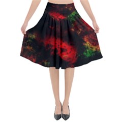 Background Art Abstract Watercolor Flared Midi Skirt