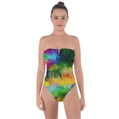 Pattern Texture Background Color Tie Back One Piece Swimsuit