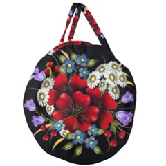 Flower Decoration Bouquet Of Flowers Giant Round Zipper Tote