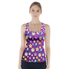 Default Floral Tissue Curtain Racer Back Sports Top by Sapixe