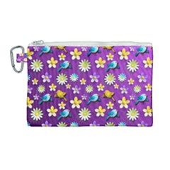 Default Floral Tissue Curtain Canvas Cosmetic Bag (large) by Sapixe