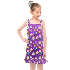 Default Floral Tissue Curtain Kids  Overall Dress