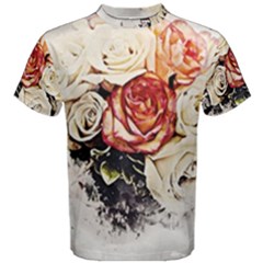 Flowers Background Wallpaper Art Men s Cotton Tee