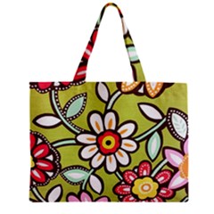 Flowers Fabrics Floral Design Zipper Mini Tote Bag by Sapixe