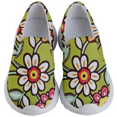 Flowers Fabrics Floral Design Kid s Lightweight Slip Ons by Sapixe