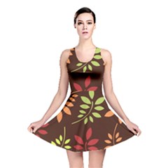 Leaves Foliage Pattern Design Reversible Skater Dress