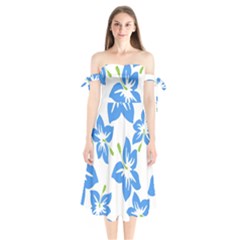 Hibiscus Wallpaper Flowers Floral Shoulder Tie Bardot Midi Dress