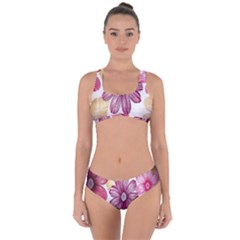 Print Fabric Pattern Texture Criss Cross Bikini Set by Sapixe