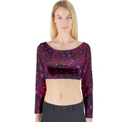 Retro Flower Pattern Design Batik Long Sleeve Crop Top by Sapixe