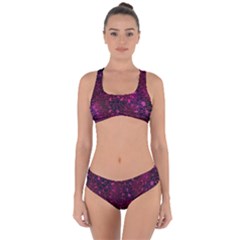 Retro Flower Pattern Design Batik Criss Cross Bikini Set