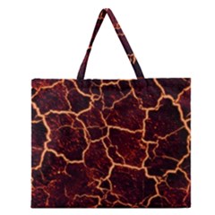 Lava Cracked Background Fire Zipper Large Tote Bag