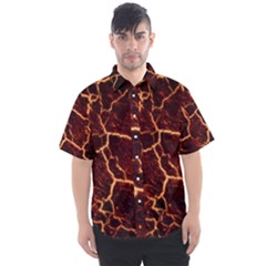 Lava Cracked Background Fire Men s Short Sleeve Shirt