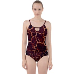 Lava Cracked Background Fire Cut Out Top Tankini Set