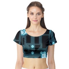 Seamless Repeat Repetitive Short Sleeve Crop Top by Sapixe