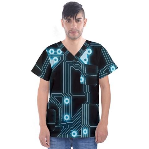 Seamless Repeat Repetitive Men s V-neck Scrub Top by Sapixe
