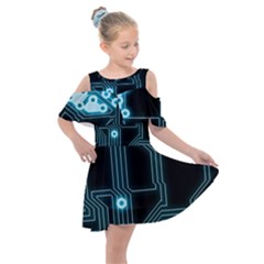 Seamless Repeat Repetitive Kids  Shoulder Cutout Chiffon Dress by Sapixe