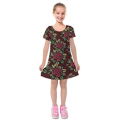 Seamless Tile Background Abstract Kids  Short Sleeve Velvet Dress