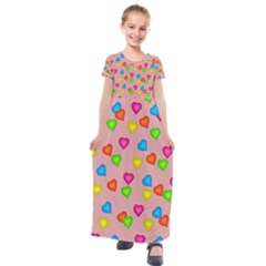 Seamless Tile Background Abstract Kids  Short Sleeve Maxi Dress