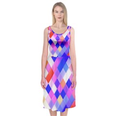 Squares Pattern Geometric Seamless Midi Sleeveless Dress