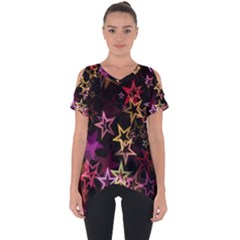Stars Background Pattern Seamless Cut Out Side Drop Tee