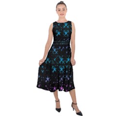 Stars Pattern Seamless Design Midi Tie-back Chiffon Dress