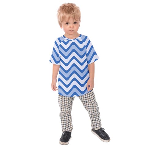 Waves Wavy Lines Pattern Design Kids Raglan Tee by Sapixe