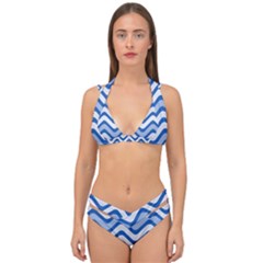 Waves Wavy Lines Pattern Design Double Strap Halter Bikini Set