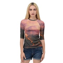 Volcanoes Magma Lava Mountains Quarter Sleeve Raglan Tee