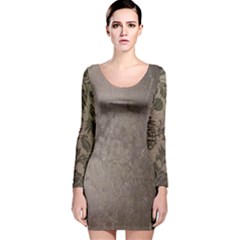 Wordsworth Grey Mix 2 Long Sleeve Velvet Bodycon Dress by DeneWestUK