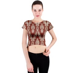 Chorley Weave Brown Crew Neck Crop Top